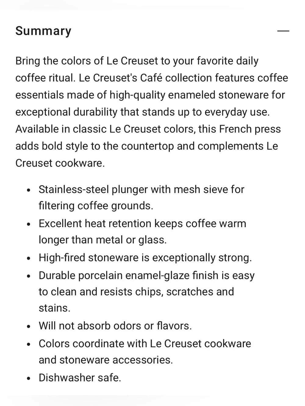 Le Creuset Stoneware French Press, Caribbean Turquoise, EUC